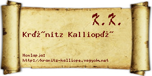Kránitz Kalliopé névjegykártya